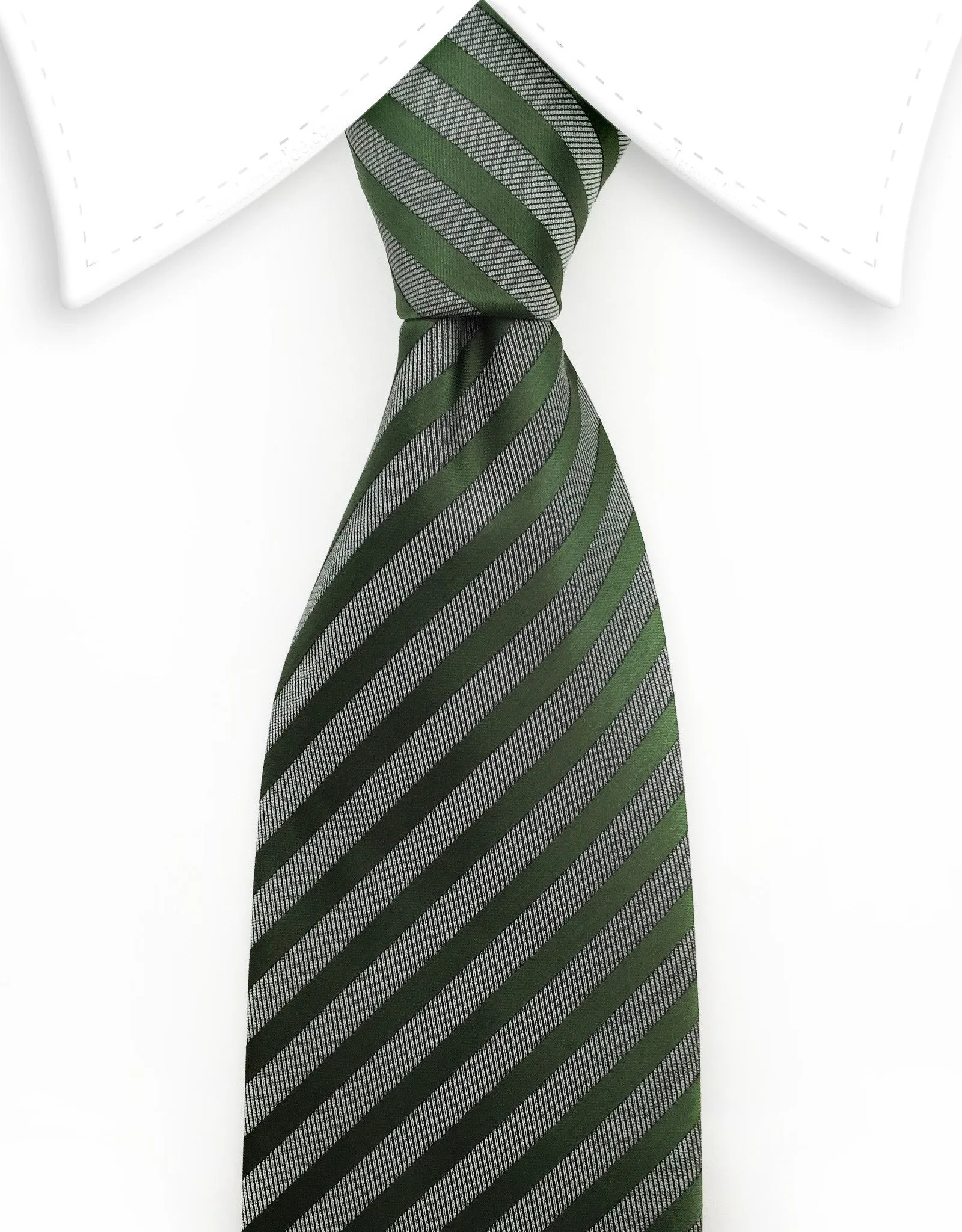 Dark Green & Charcoal Striped Tie