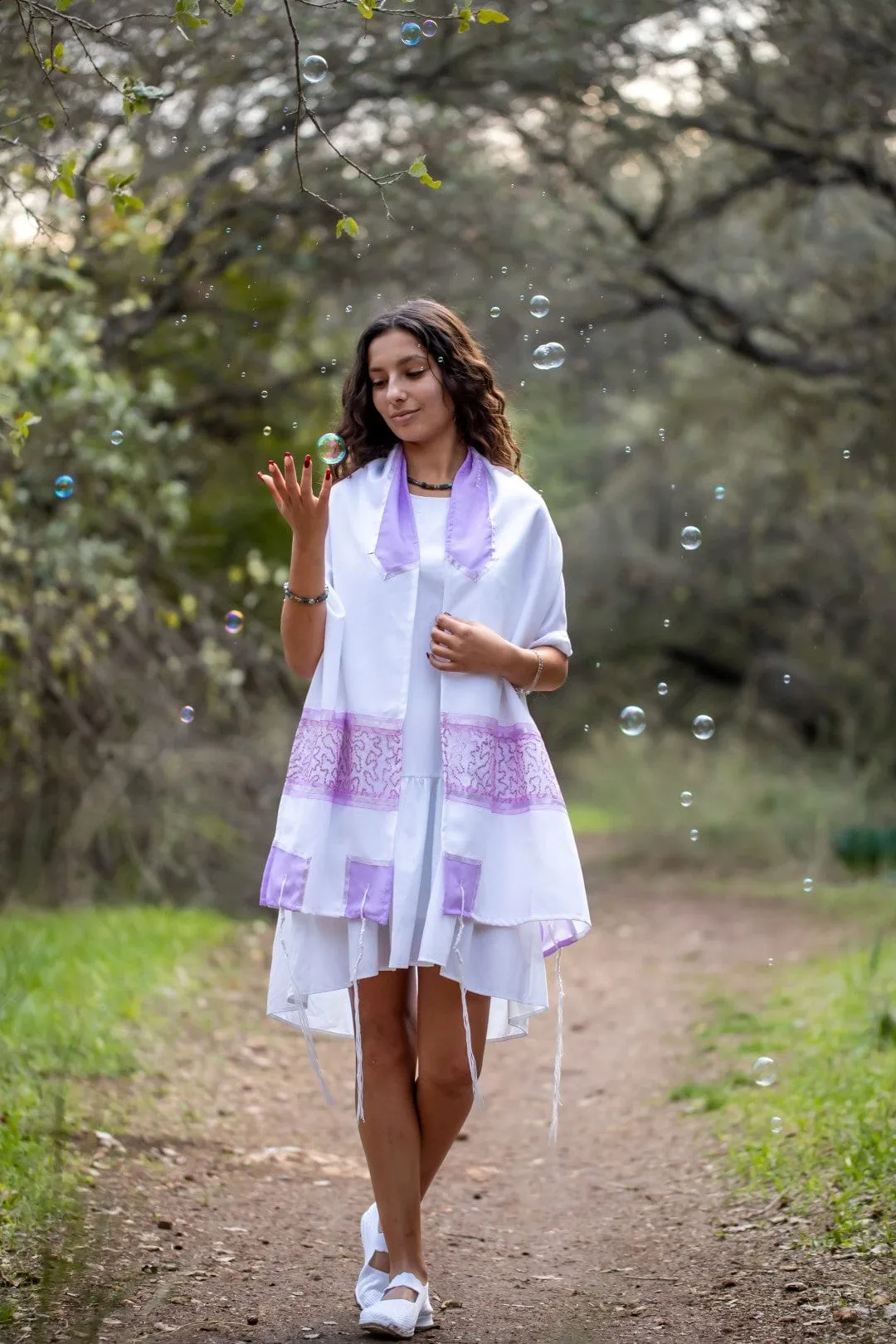 Delicate Purple Dots Tallit Bat Mitzvah Tallit, Tallit for Women, Women's Tallit Prayer Shawl, Girl Tallit