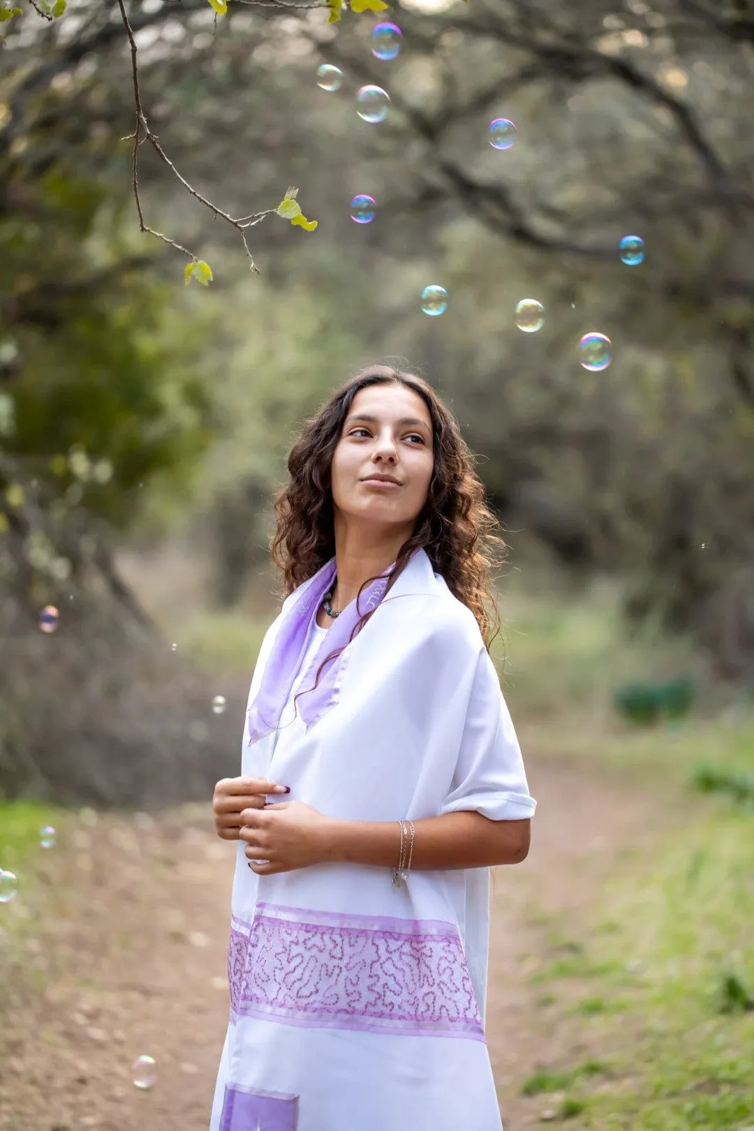 Delicate Purple Dots Tallit Bat Mitzvah Tallit, Tallit for Women, Women's Tallit Prayer Shawl, Girl Tallit