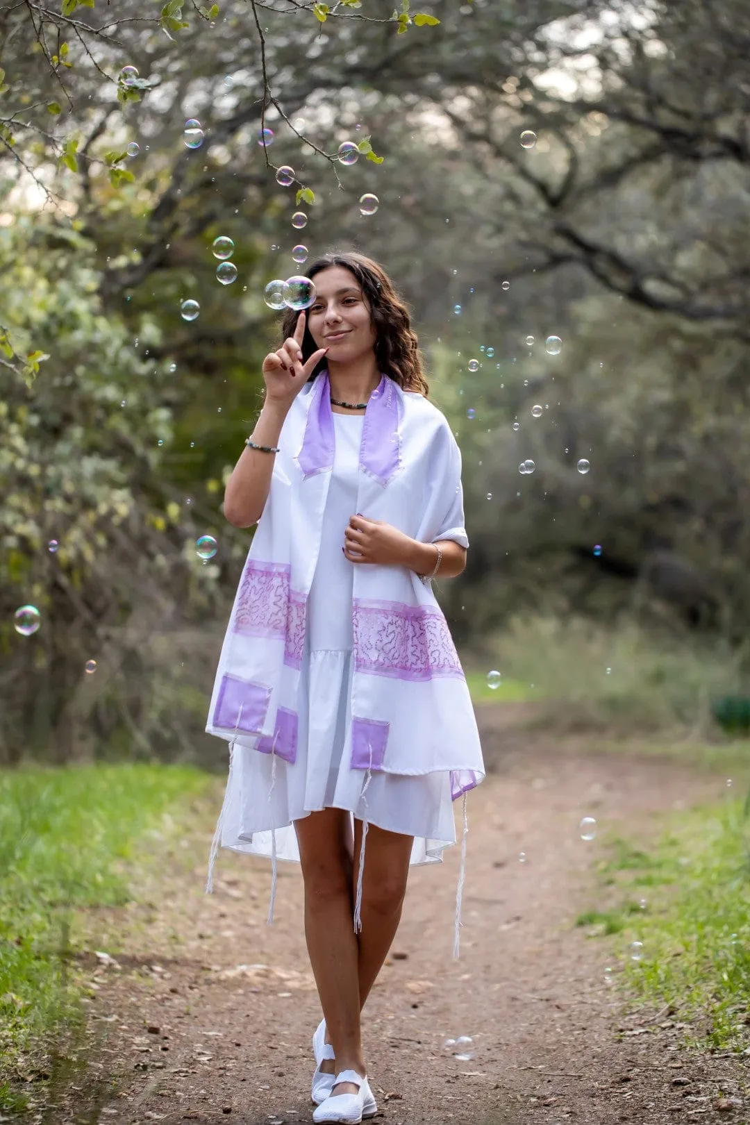 Delicate Purple Dots Tallit Bat Mitzvah Tallit, Tallit for Women, Women's Tallit Prayer Shawl, Girl Tallit