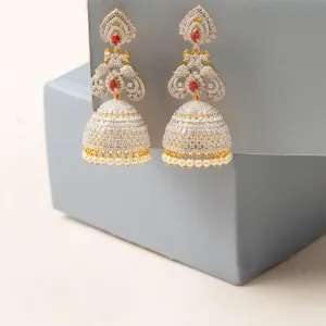 Elegant Peacock CZ Jhumka Earrings