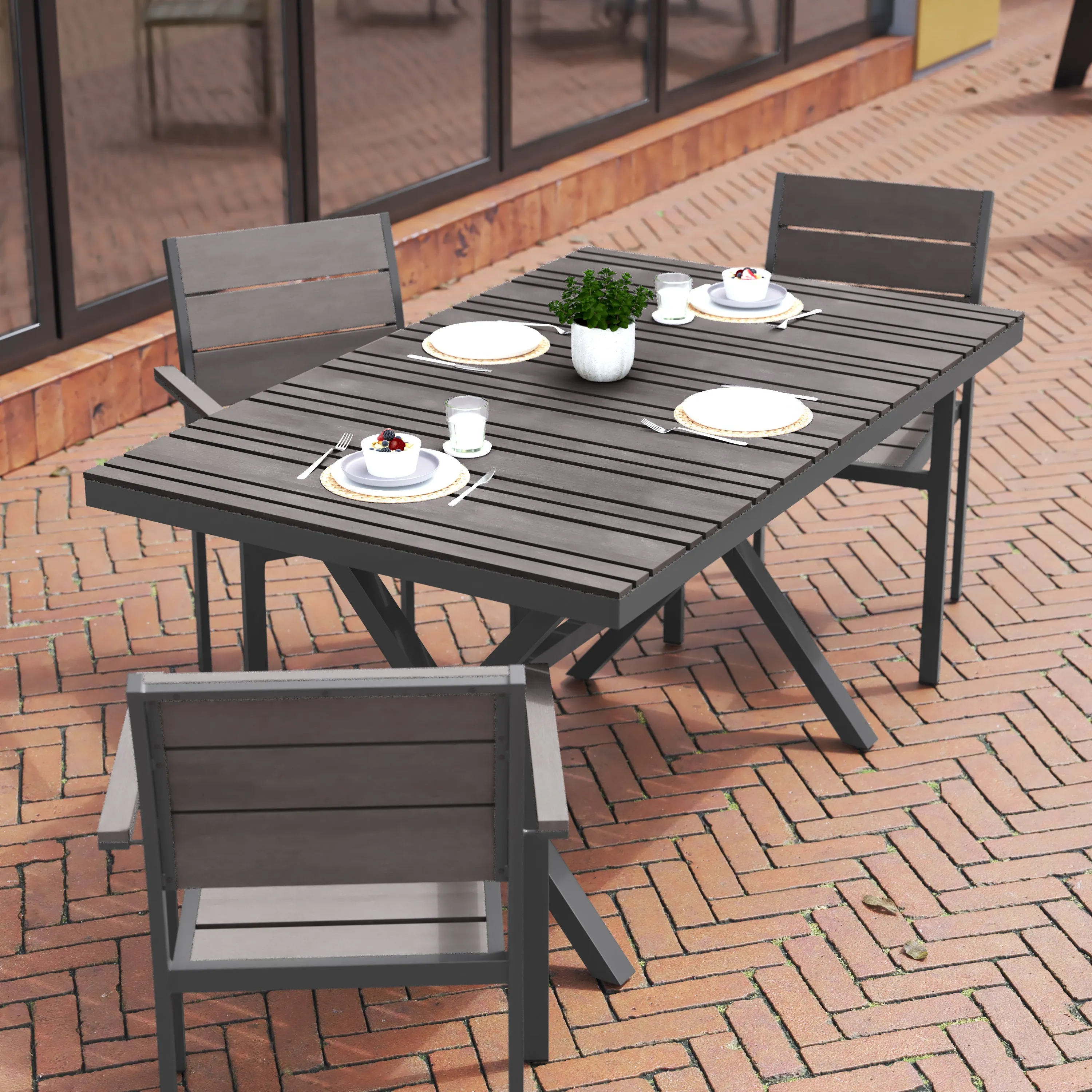 Gray/Gray X Frame Patio Table SB-TB288-GRY-GG