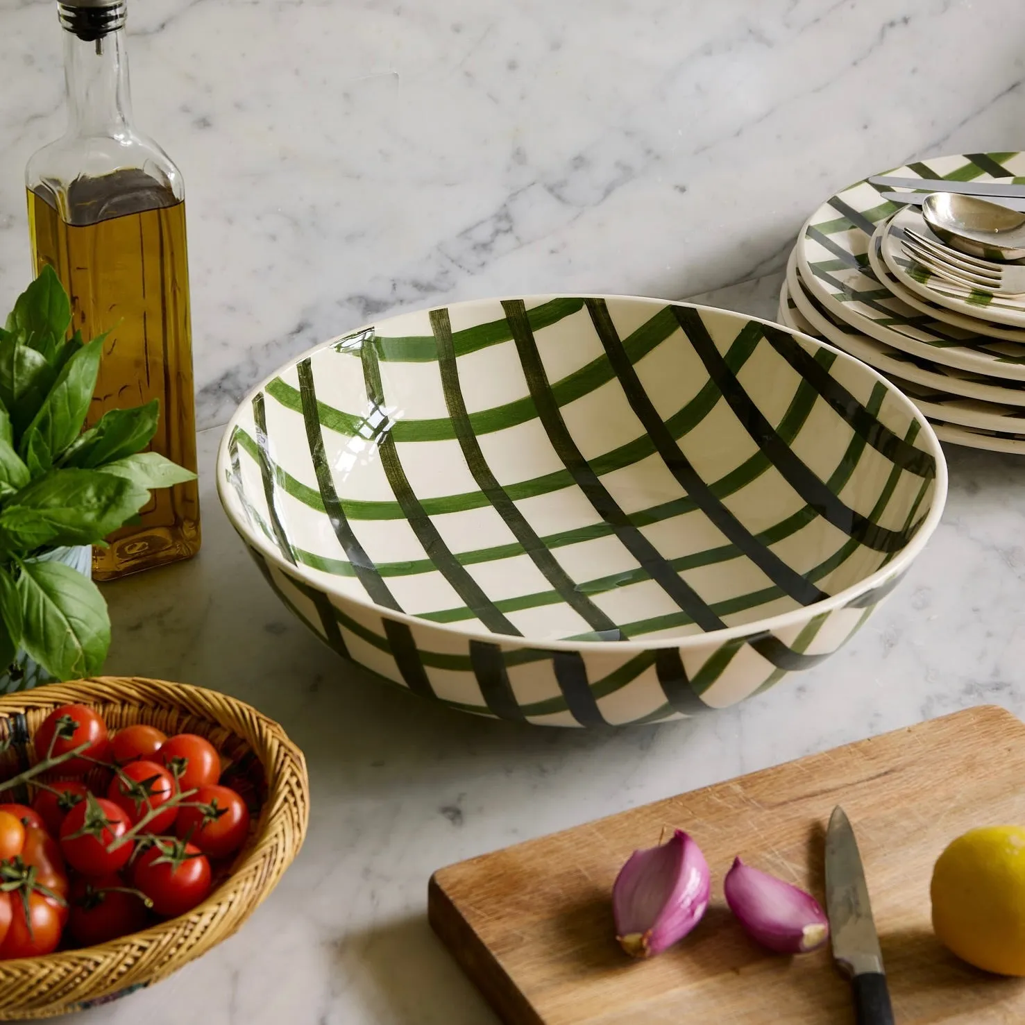 Green Trellis Serving Bowl