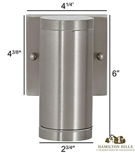 Hamilton Hills 6" Up or Downward Brushed Nickel Mini Outdoor Cylinder LED Wall Light