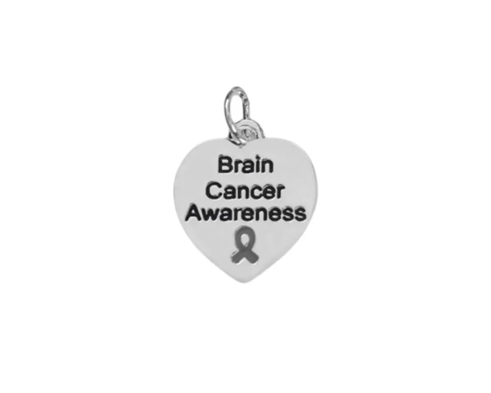 Heart Shaped Brain Cancer Charms