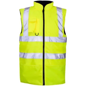 Hi Vis Fleece Lined padded Waterproof Reversible Body Warmer