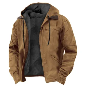 HOODED SWEATSHIRT WITH BROWN LINING COTTON JACKET