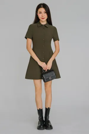 Hourglass Tailored Shirt Dress (Army Green)