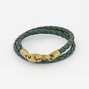 Journey Double Wrap Leather Bracelet with Matte Brass Brummels