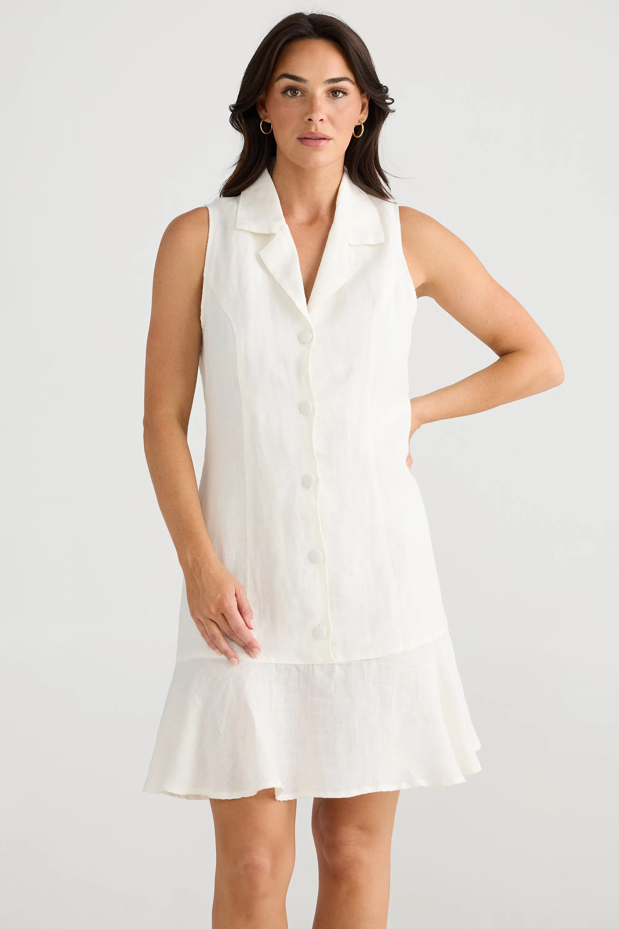 Katie Linen Dress - White