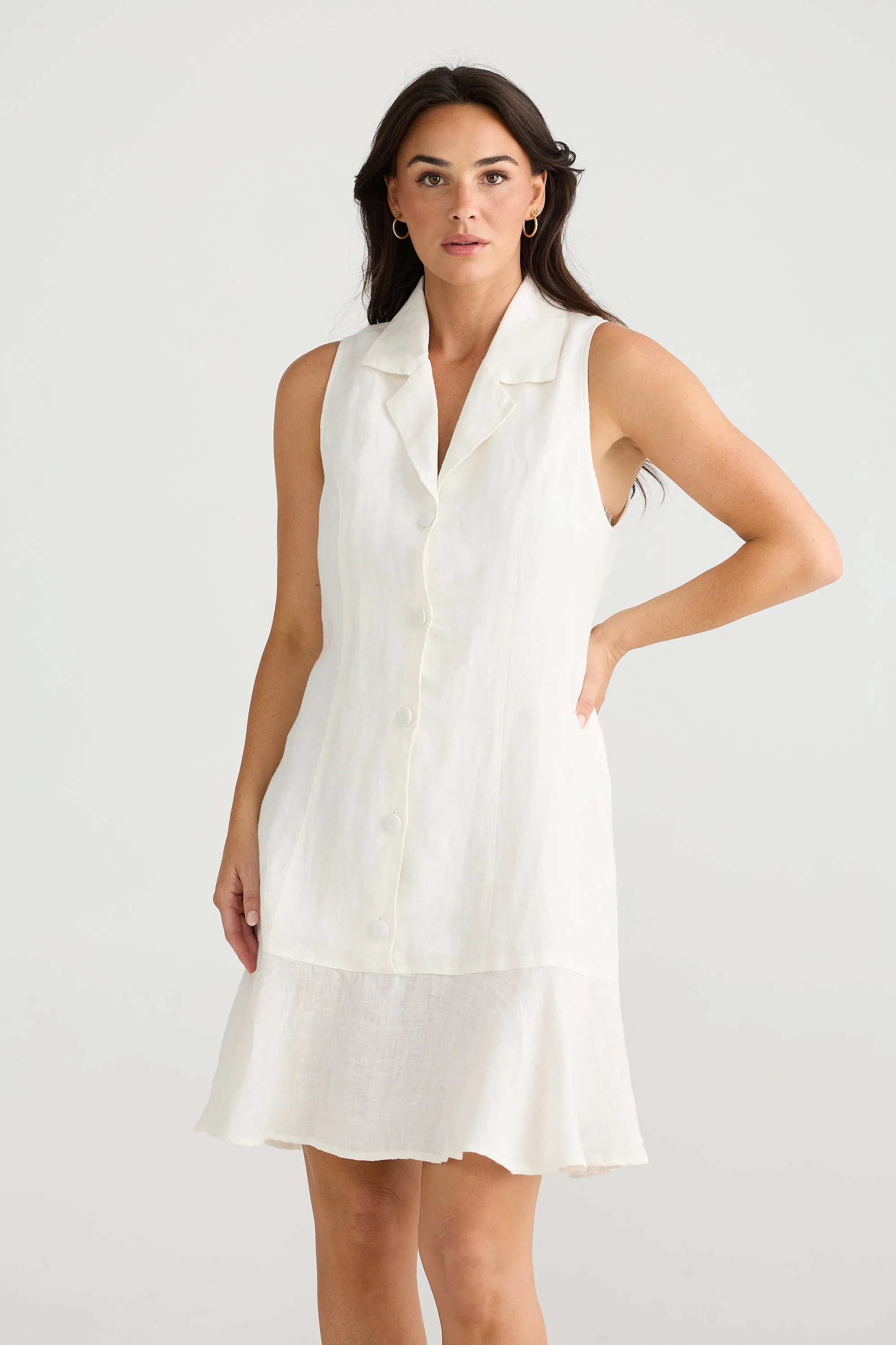 Katie Linen Dress - White