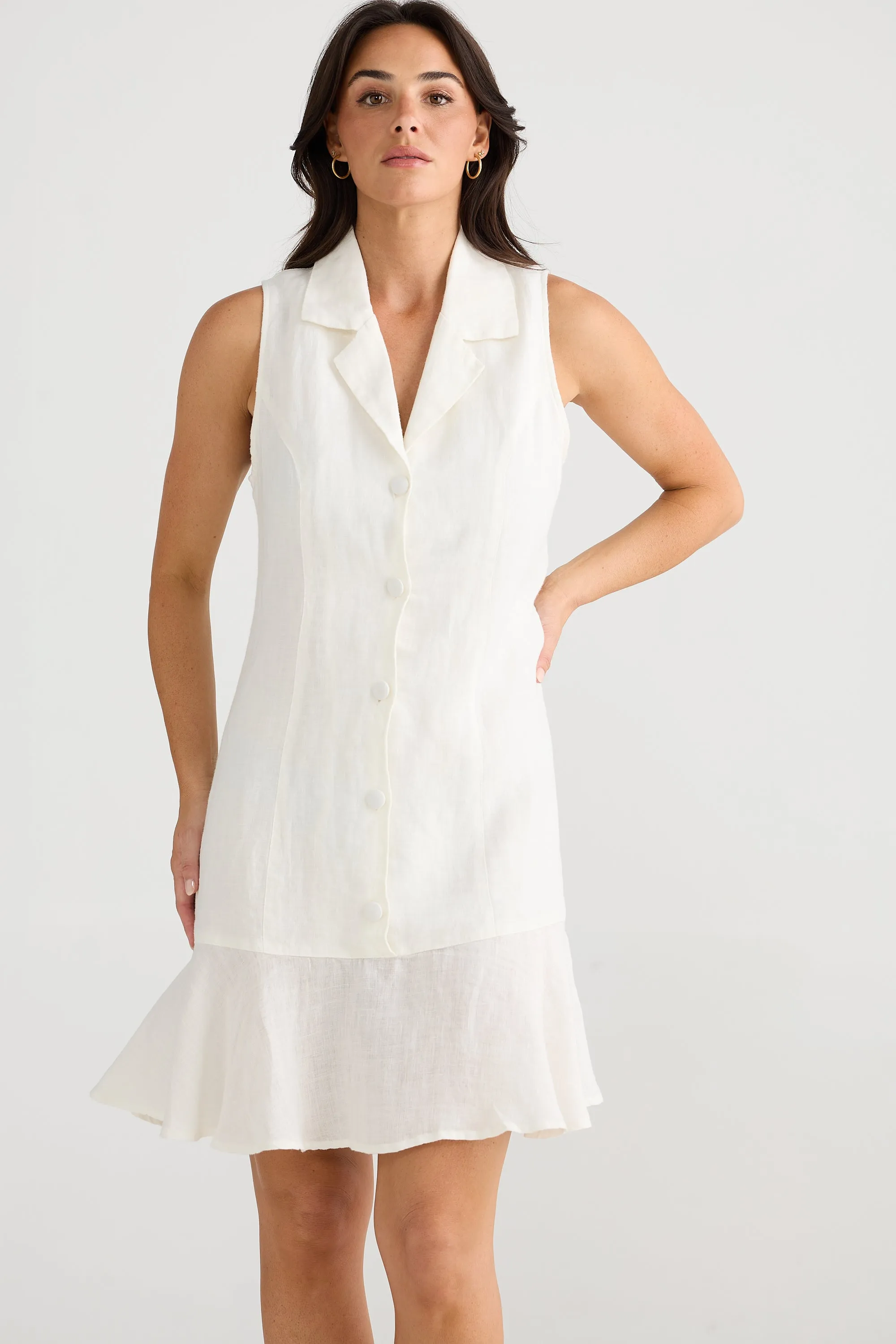 Katie Linen Dress - White