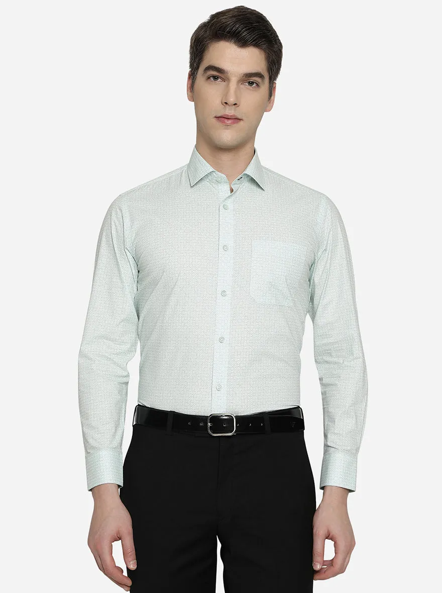 Light Blue Printed Slim Fit Formal Shirt | Greenfibre