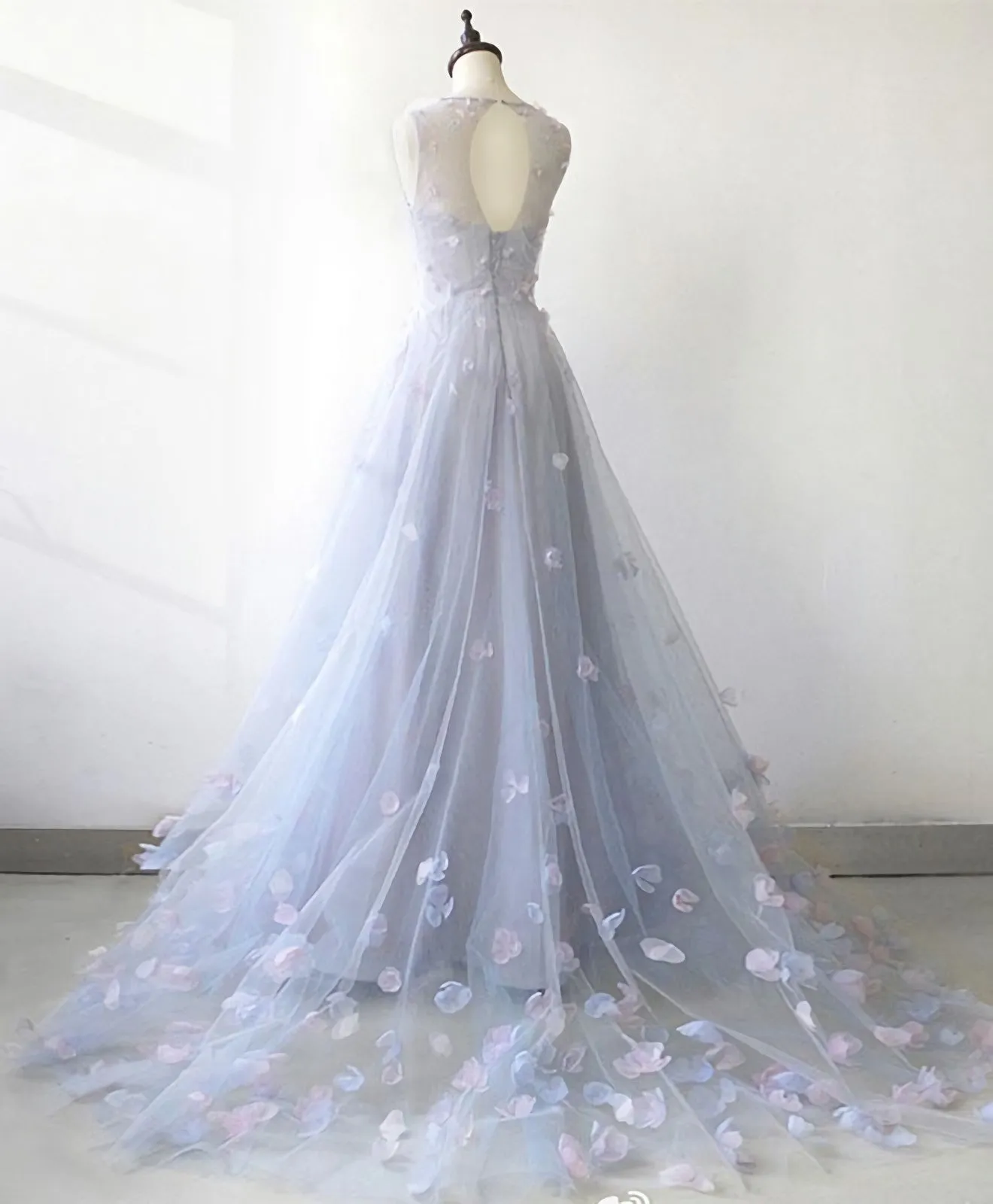 Light Blue Tulle Long Prom Dress Blue Evening Dress 1