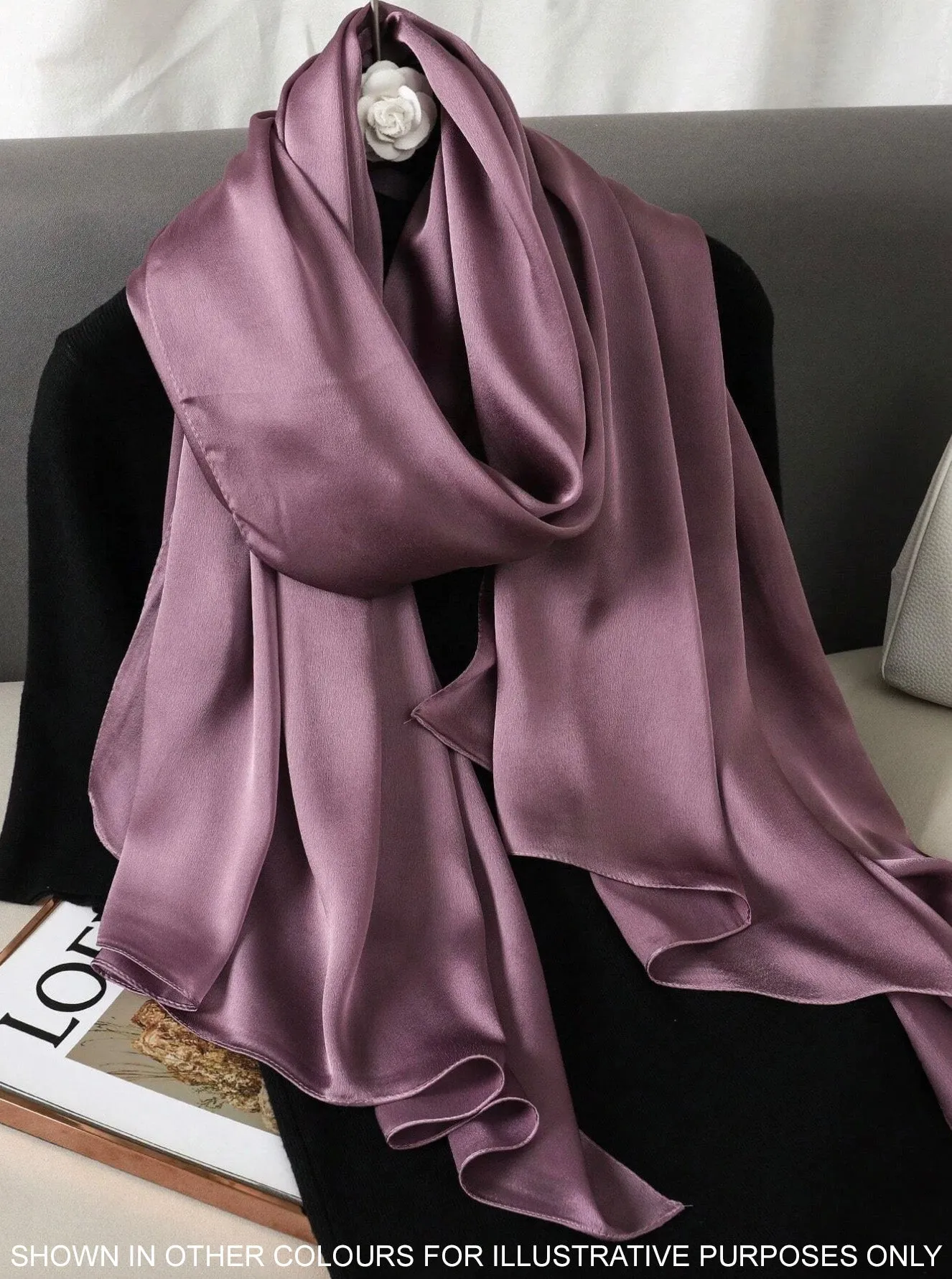 LONG PLAIN LIGHT PINK SATIN SCARF SHAWL WRAP