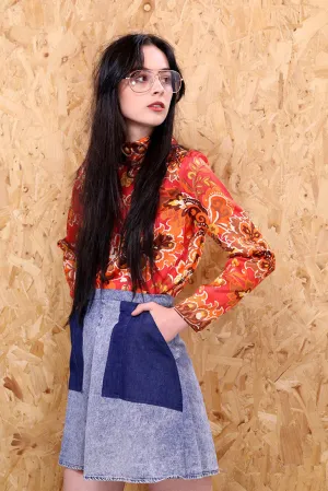 LOOT LABEL Acid Wash Denim Worker Skirt