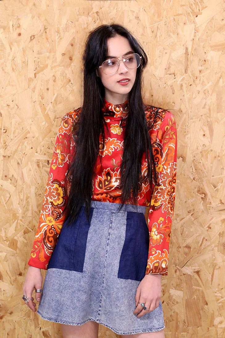 LOOT LABEL Acid Wash Denim Worker Skirt