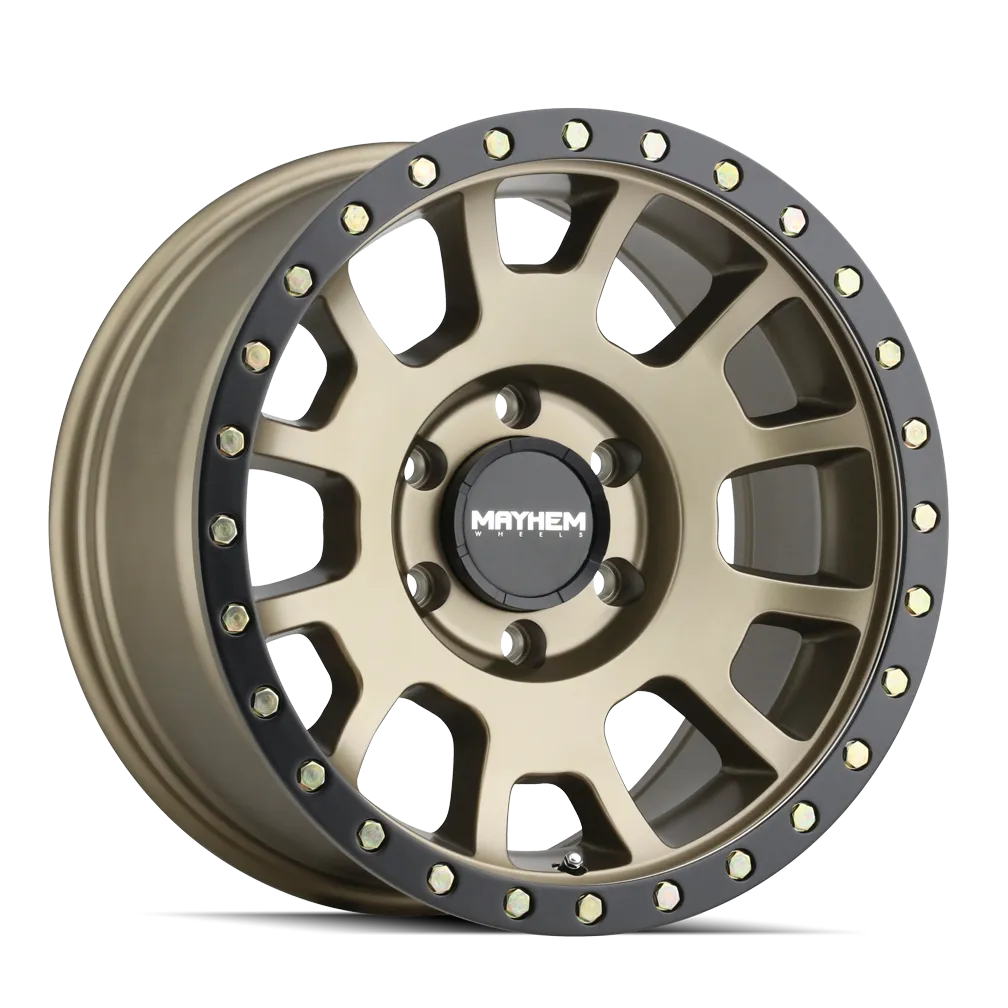 MAYHEM 8302 | MATTE GOLD W/ MATTE BLACK LIP | 6x139.7 | 18x9 | 0mm