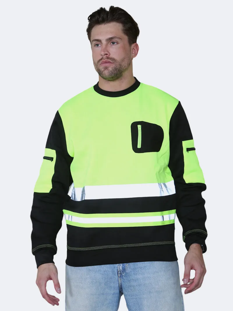 Men Hi Viz Workwear 3 Pocket Sweatshirt Top