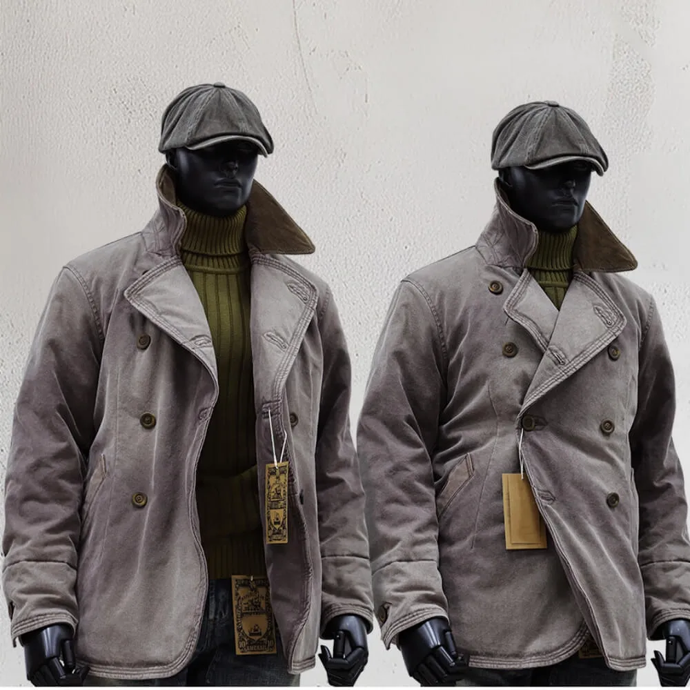 Men's Padded Pea Coat, Double Breasted