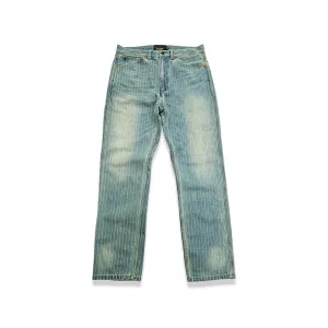 Men's Washed Distressed Striped Jeans