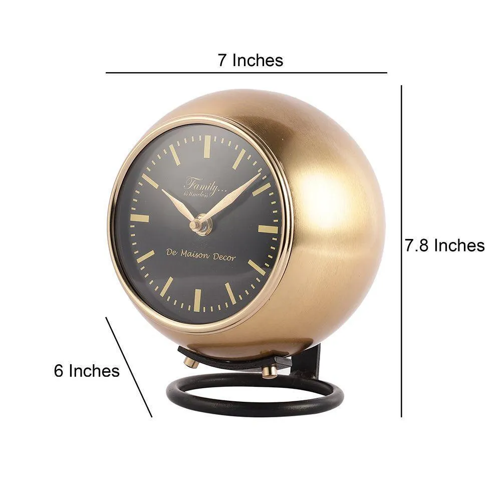 Minimal Gold & Black Finish Globe Table Clock For Home & Office