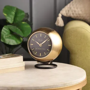 Minimal Gold & Black Finish Globe Table Clock For Home & Office