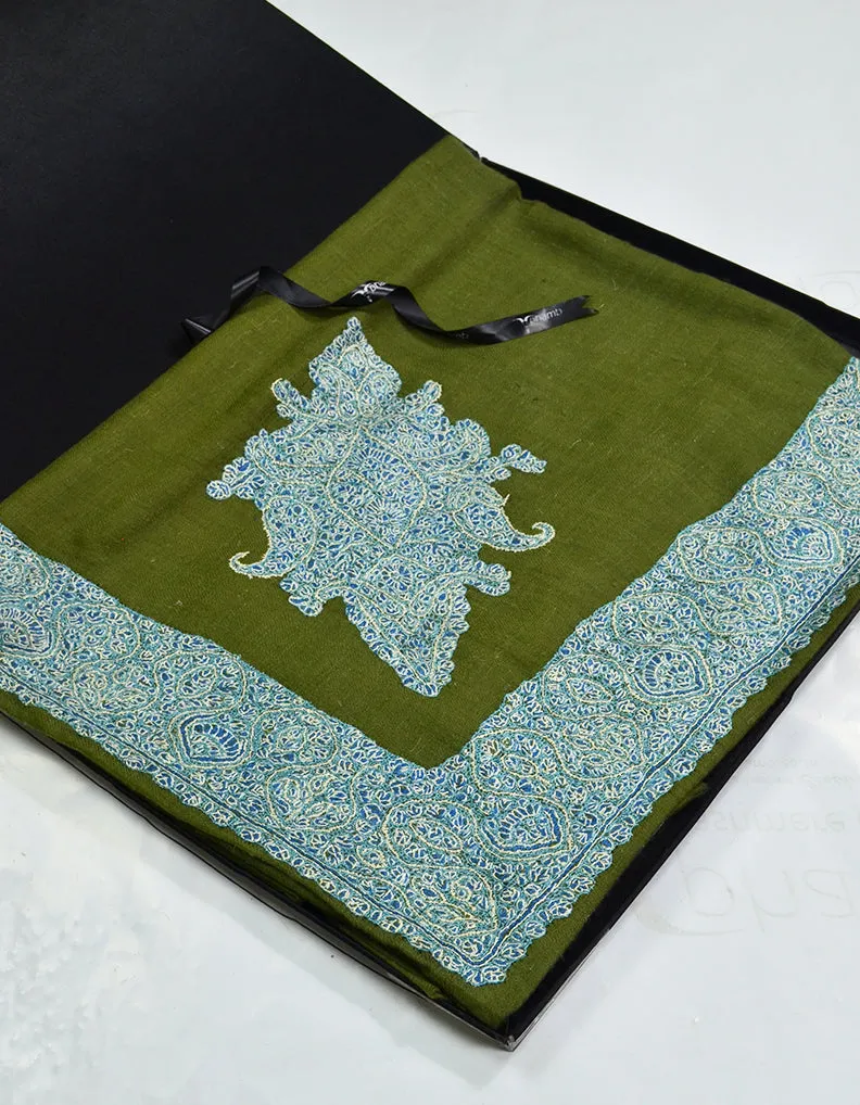 Mussar Rumaal Large Naqsha Olive Green RL01124