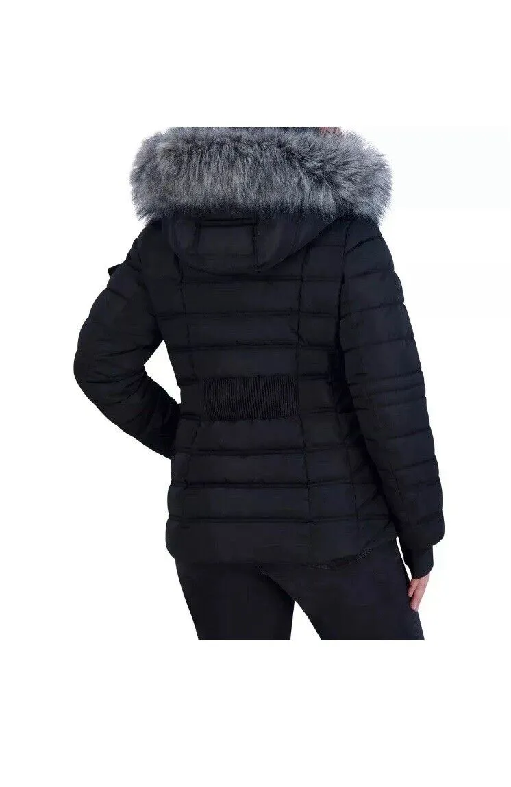 Nautica Puffer Removable Faux Fur Hood, Colors White & Black Various Size Choose