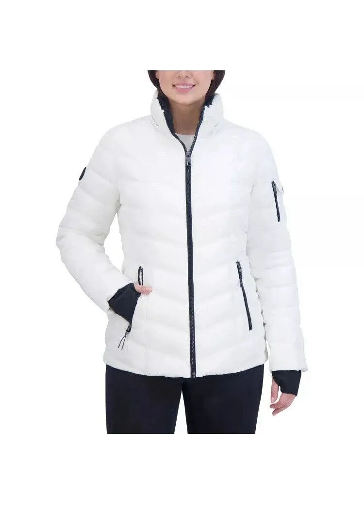 Nautica Puffer Removable Faux Fur Hood, Colors White & Black Various Size Choose