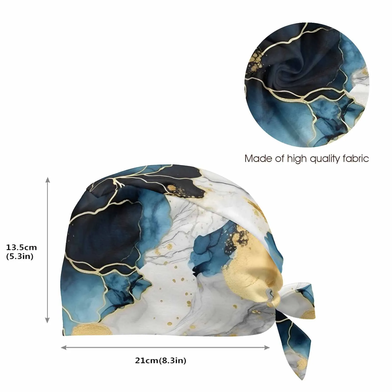 Nurse Scrub Cap Alcohol Ink Blue and Gold Floral  Scrub Cap