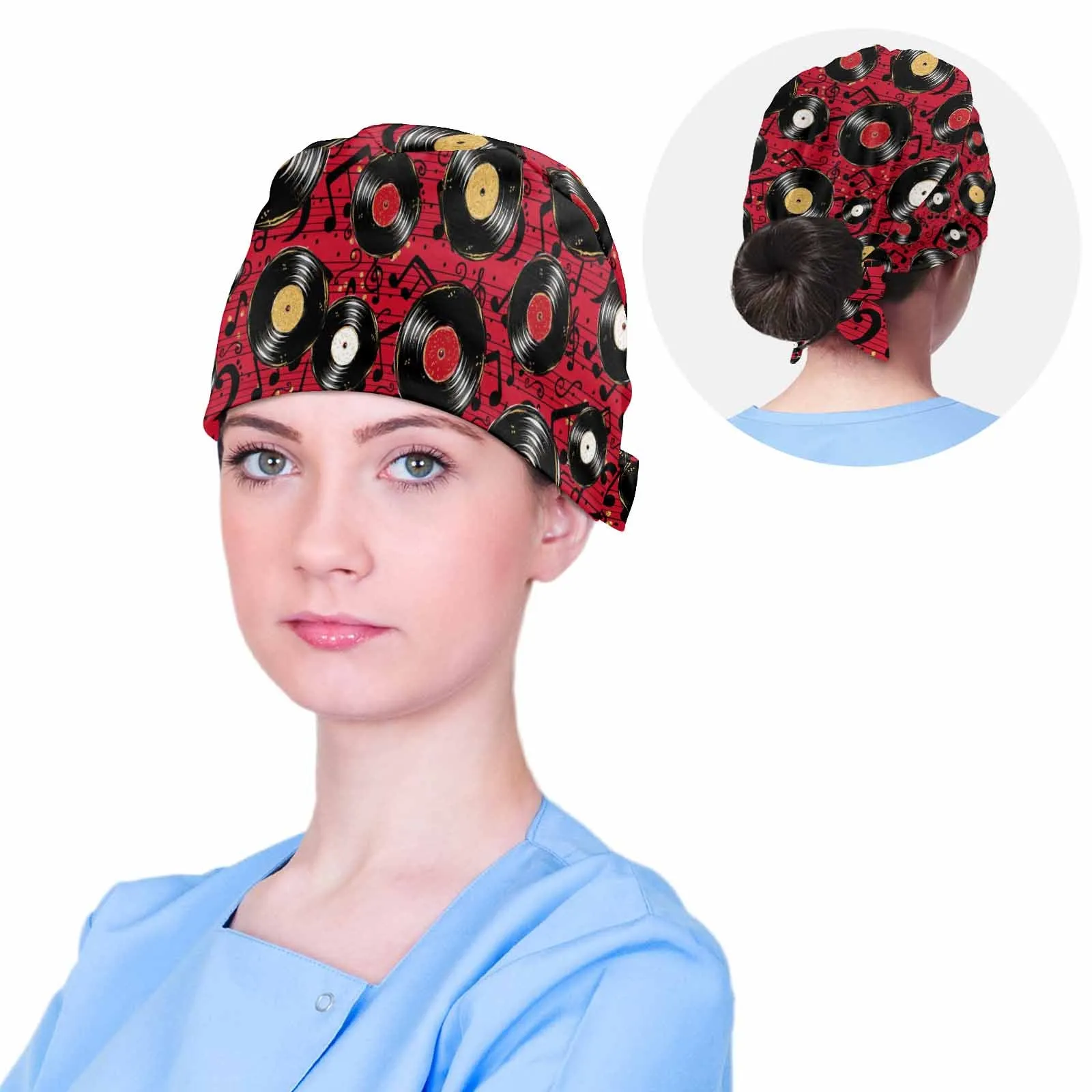 Nurse Scrub Cap Music Records Red  Scrub Cap