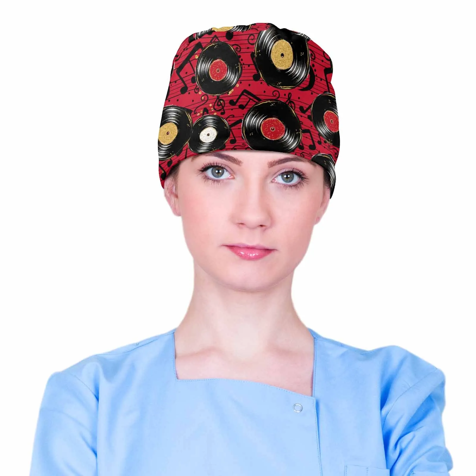 Nurse Scrub Cap Music Records Red  Scrub Cap