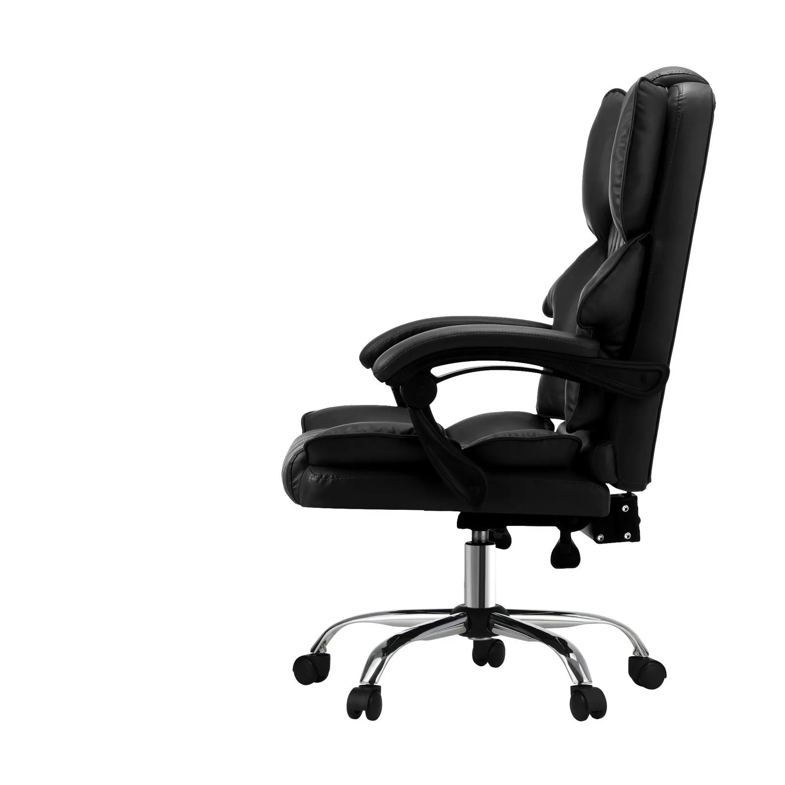 Oikiture Massgae Office Chair Computer Racer PU Leather Seat Recliner Black