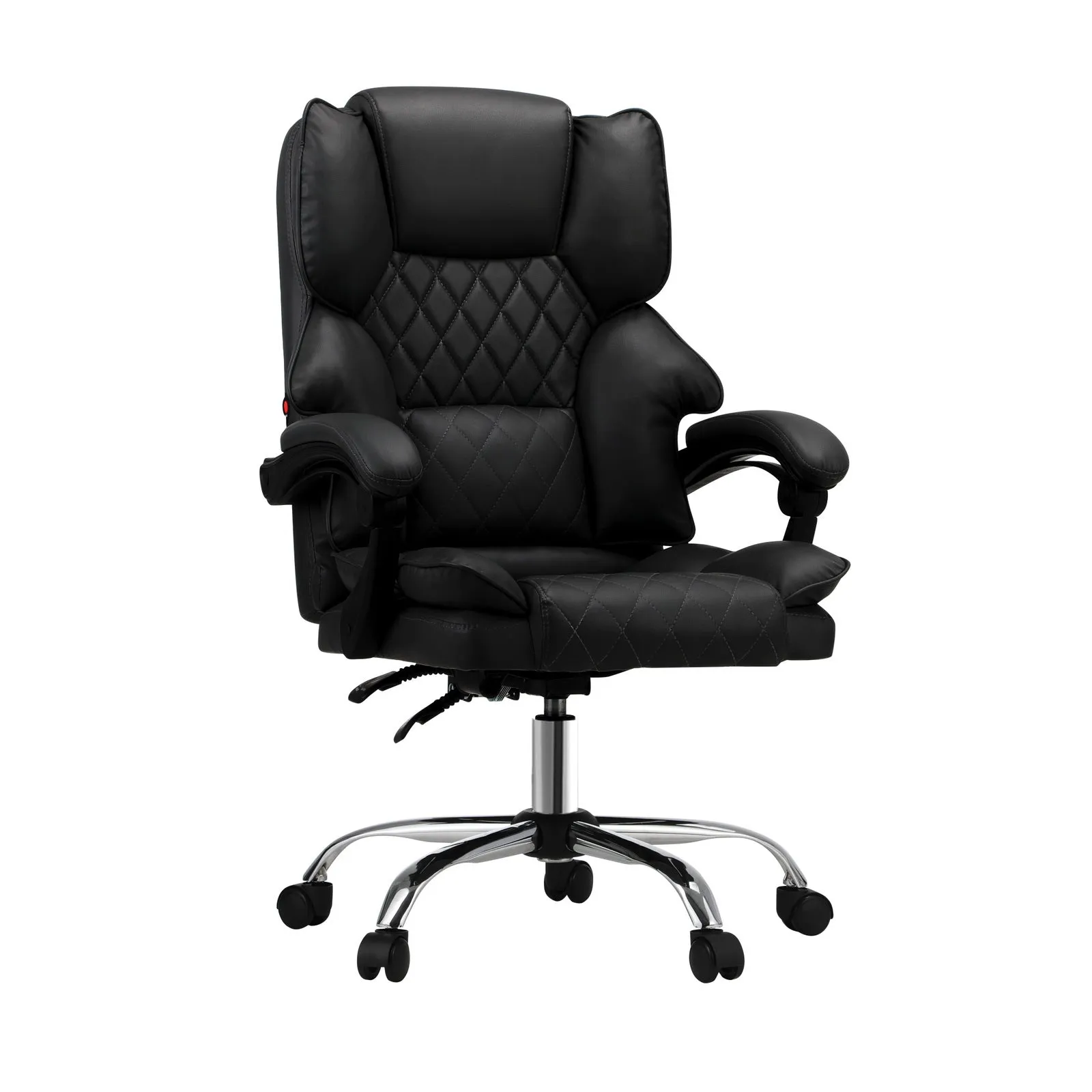 Oikiture Massgae Office Chair Computer Racer PU Leather Seat Recliner Black