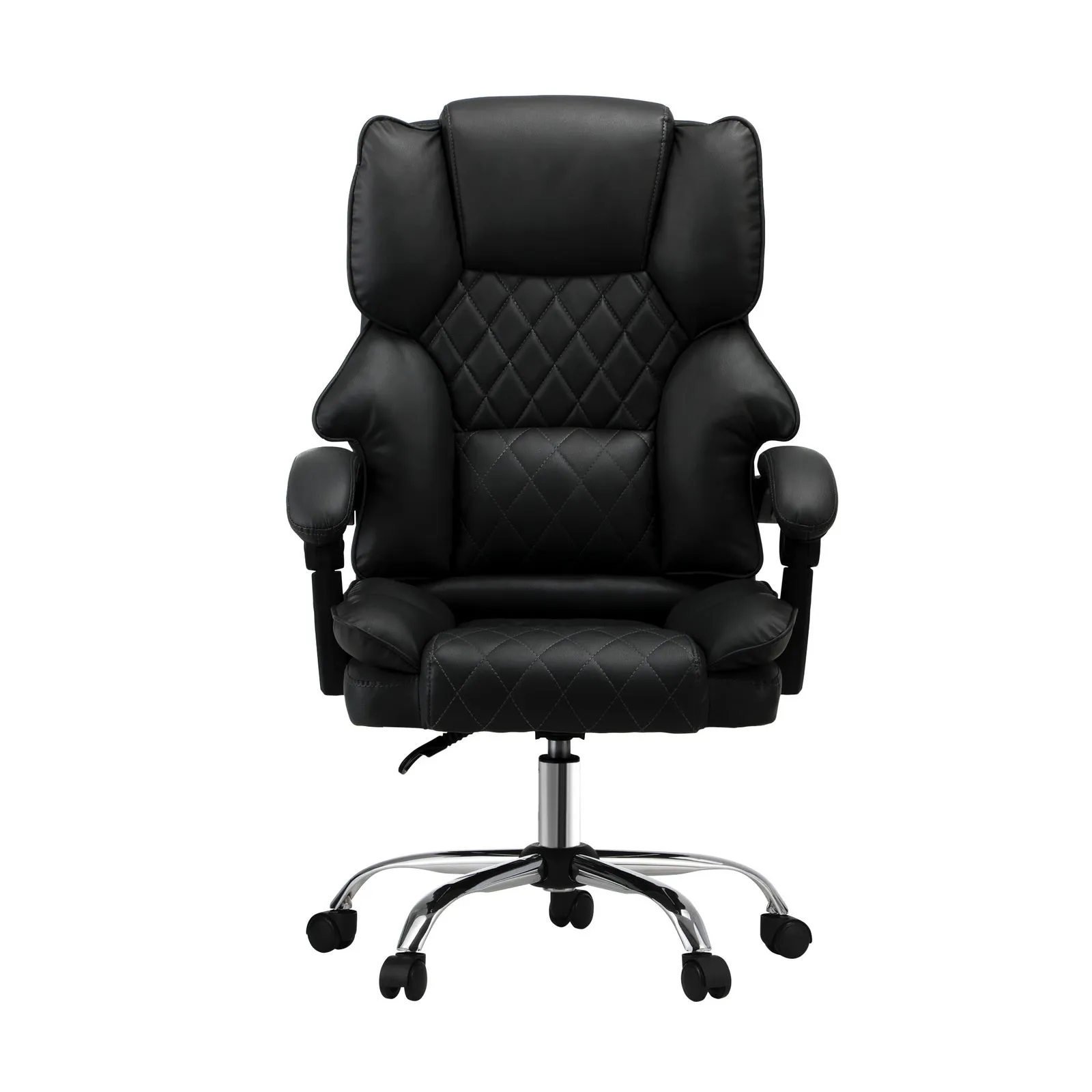 Oikiture Massgae Office Chair Computer Racer PU Leather Seat Recliner Black