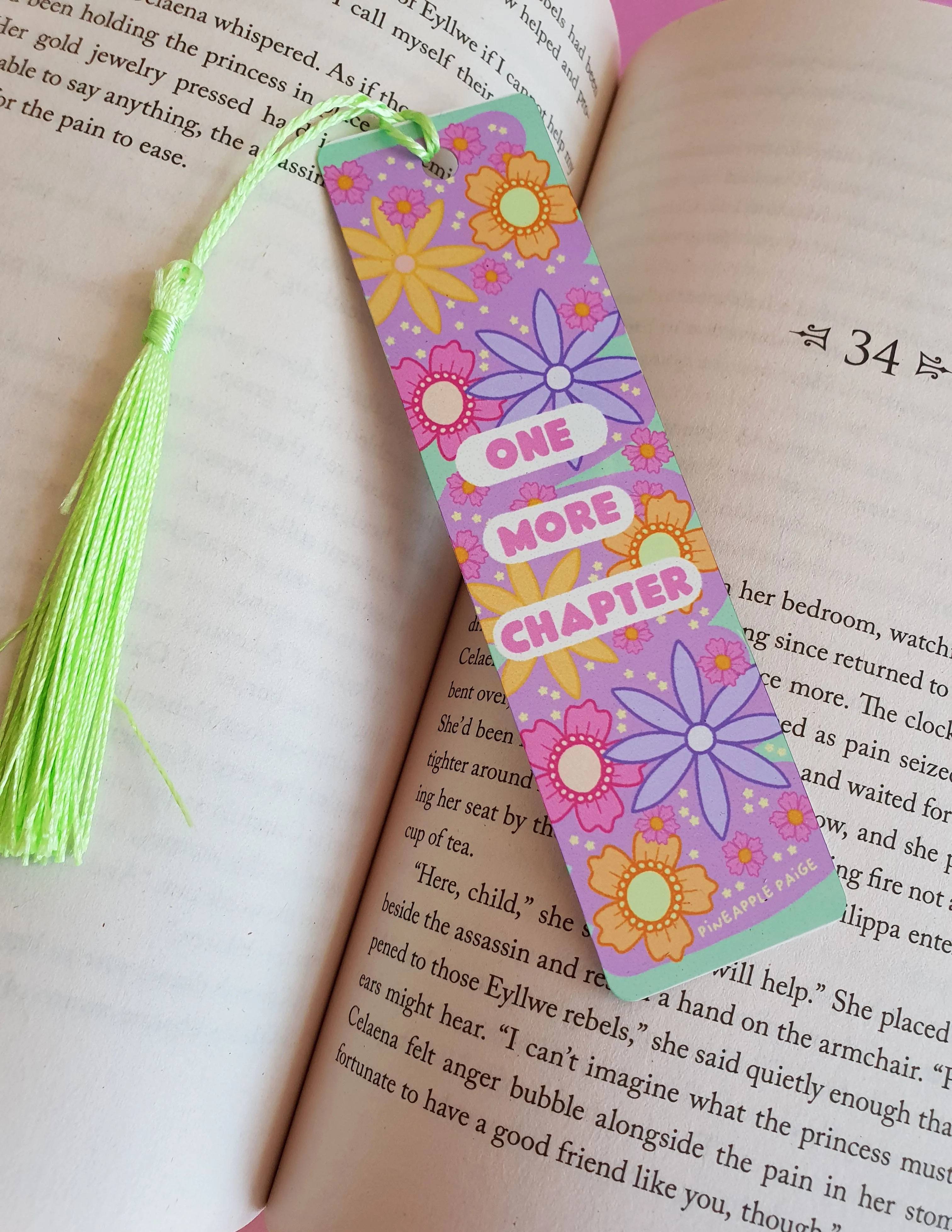 One More Chapter - Floral Metal Bookmark