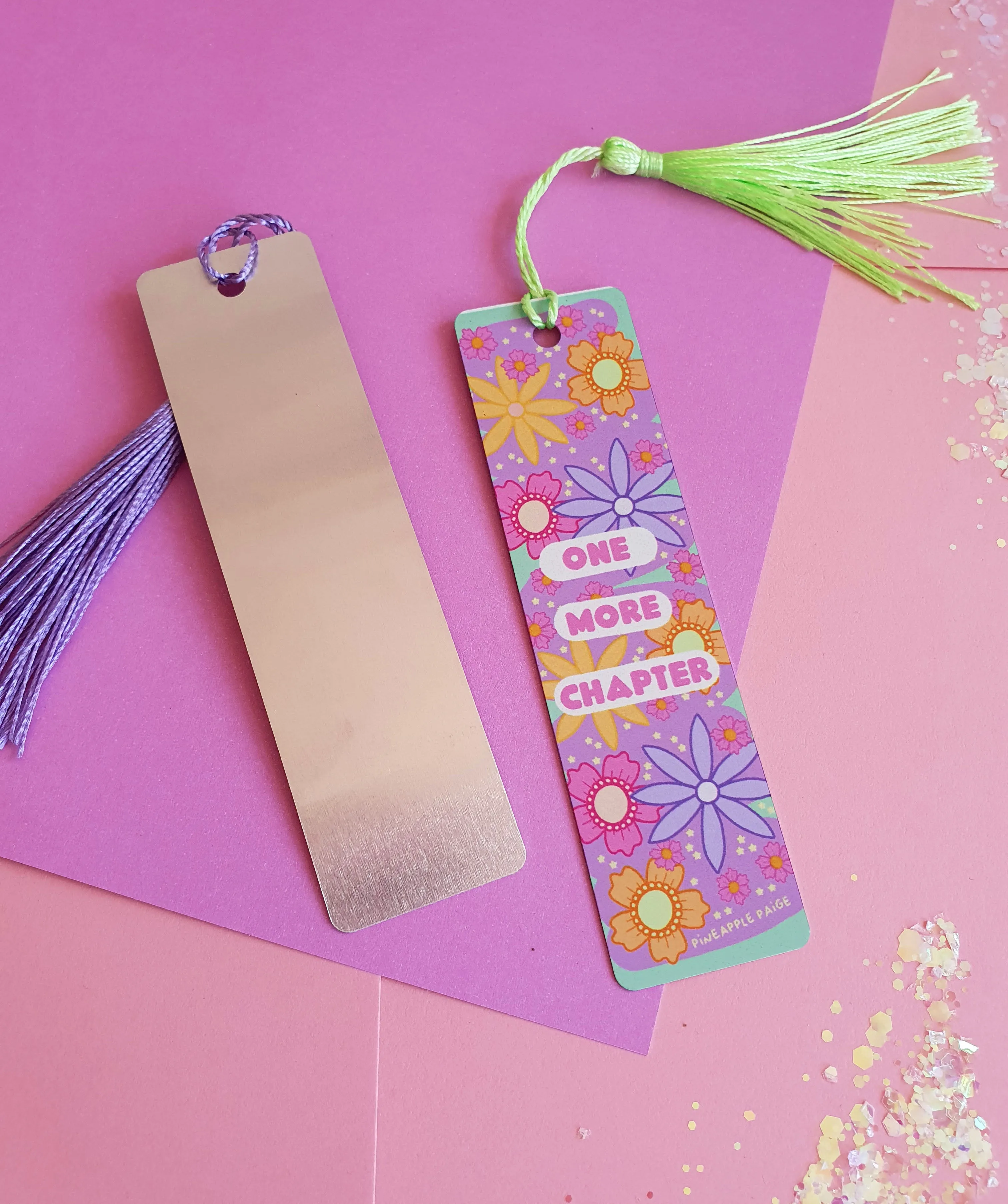 One More Chapter - Floral Metal Bookmark