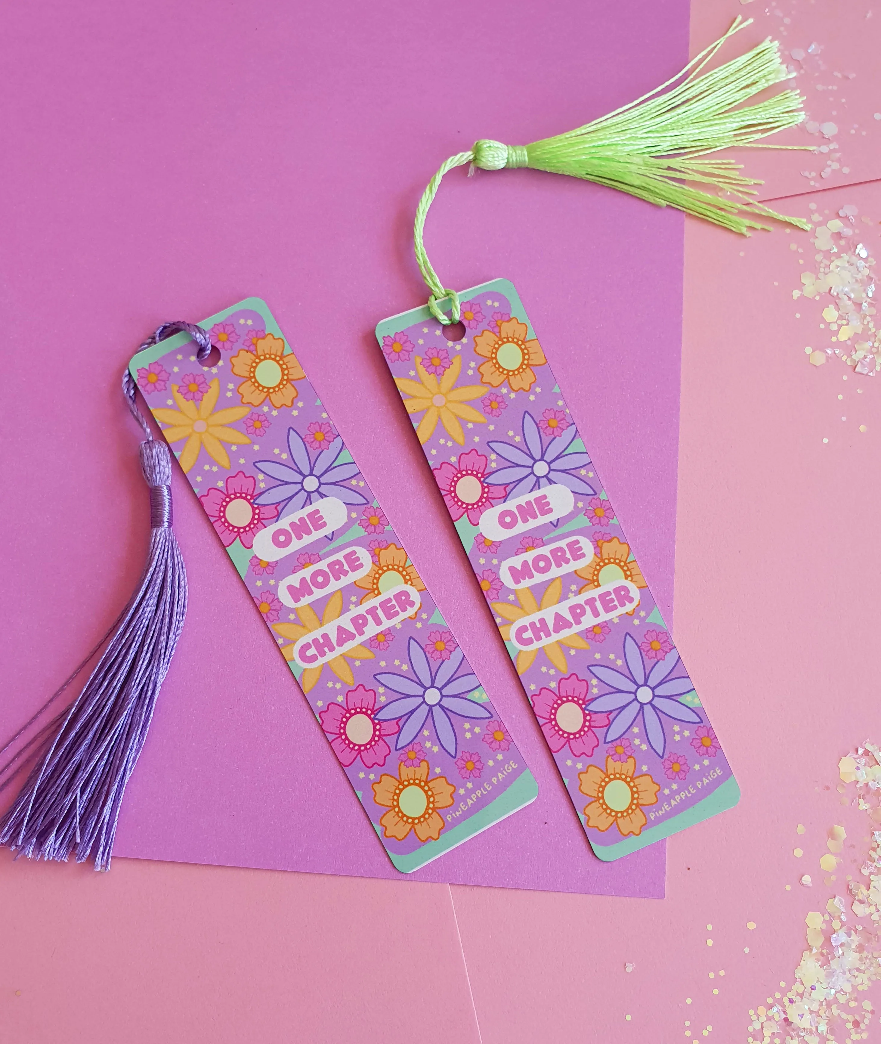 One More Chapter - Floral Metal Bookmark