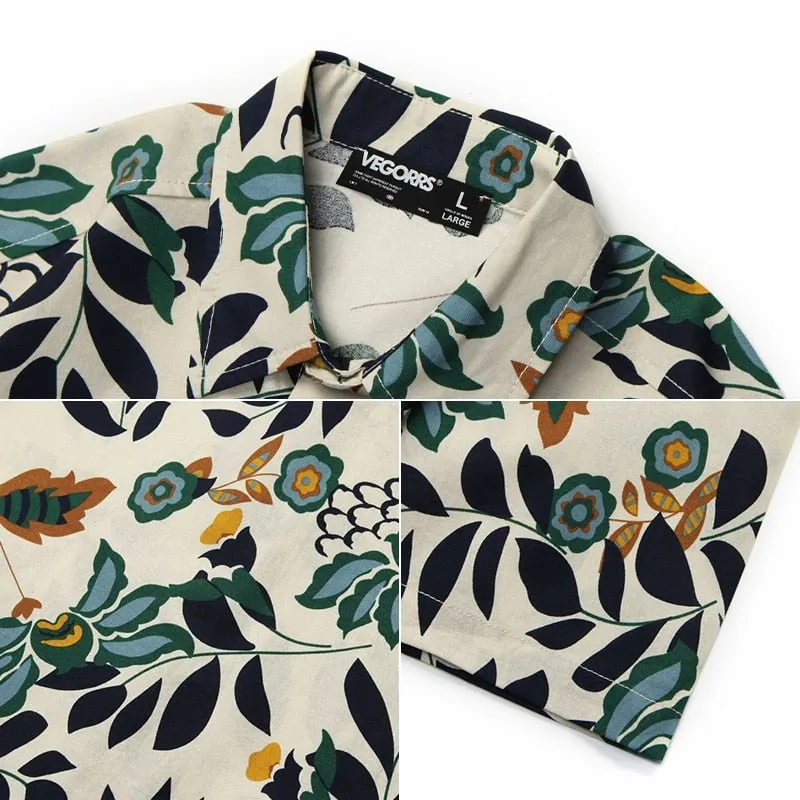 Oversize Retro Floral Printed Short Sleeve Shirt