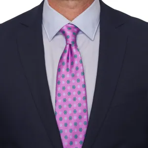 Purple and Green Floral Motif Silk Tie