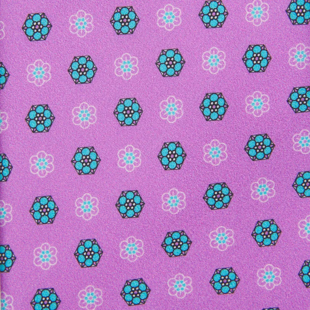 Purple and Green Floral Motif Silk Tie