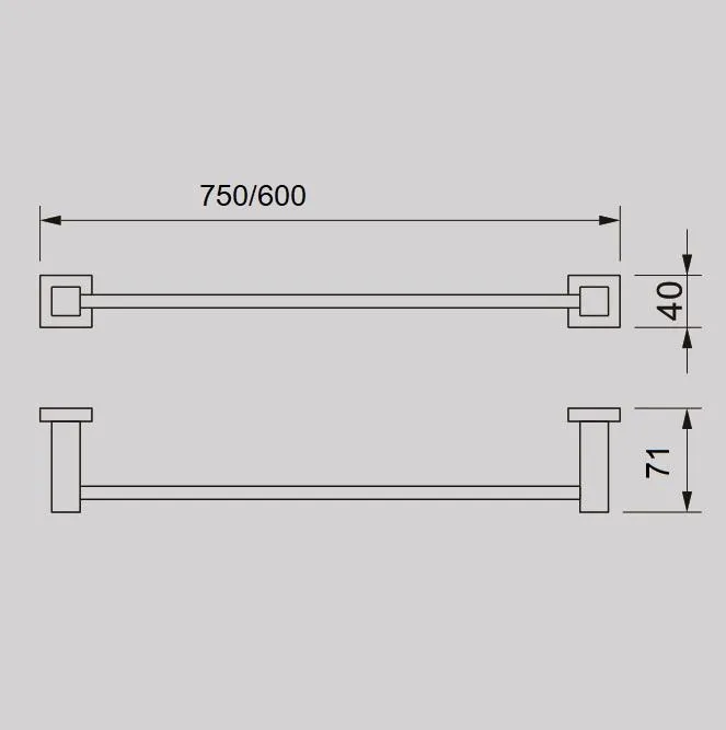 QUBI Black Single towel rail in Matte Black