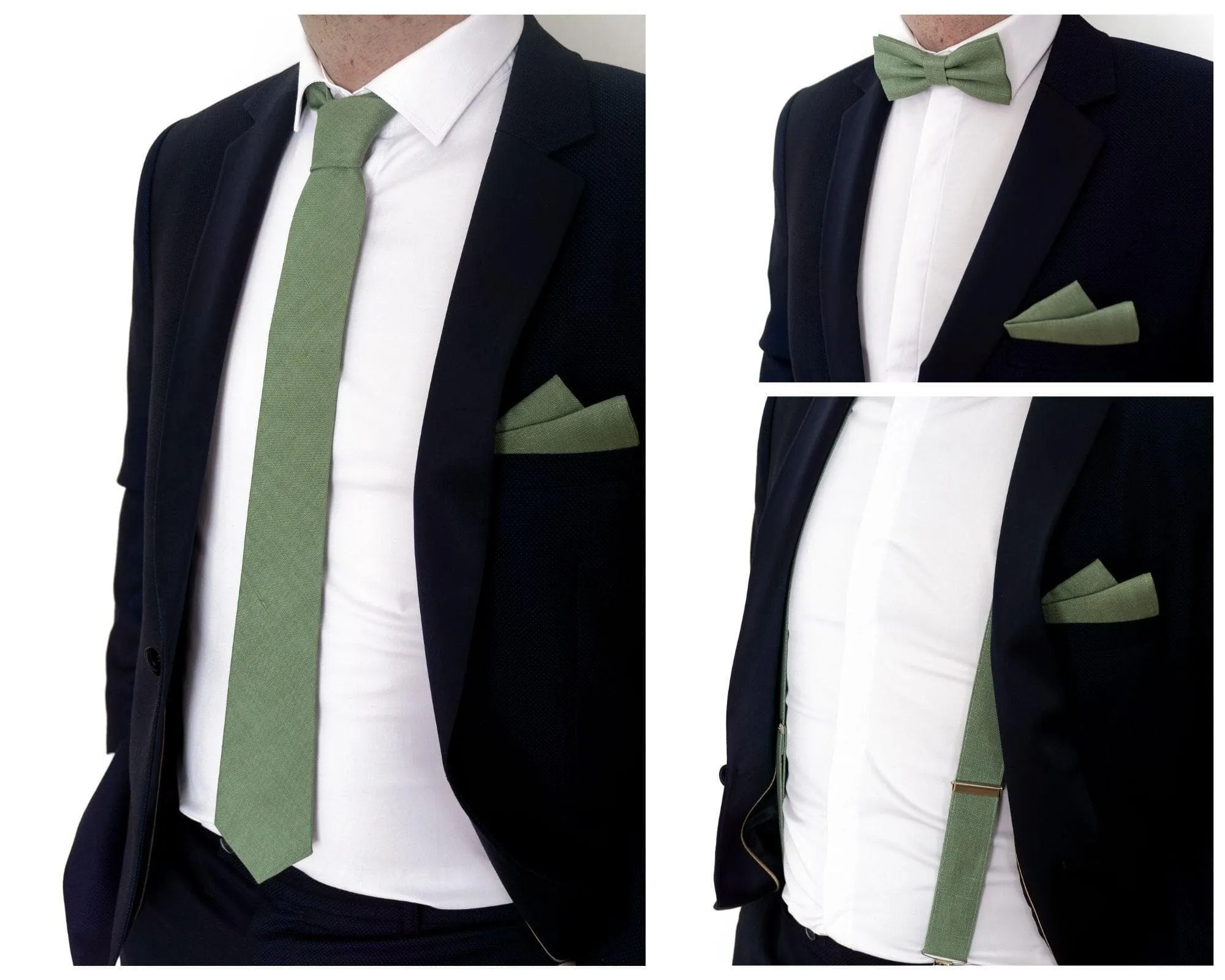 Sage Green Tie and Groomsmen Bow Ties for Wedding