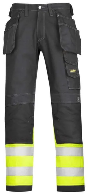 Snickers Original 3 Series Hi Vis Cotton Trousers with Kneepad & Holster Pockets. Class 1 - 3235