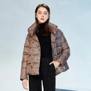 Stand-Up Collar Retro Cropped Down Jacket