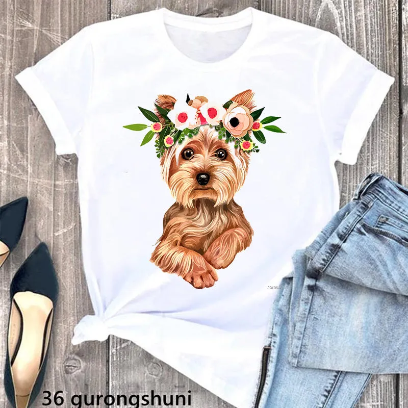 Summer Women's Clothing Schnauzer Dog Women's Printed Wear Clothes T-shirt Women