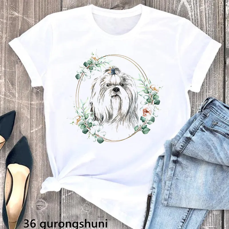 Summer Women's Clothing Schnauzer Dog Women's Printed Wear Clothes T-shirt Women