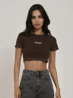 Thrills WORKWEAR EMBRO CROP BABY TEE - UMBER