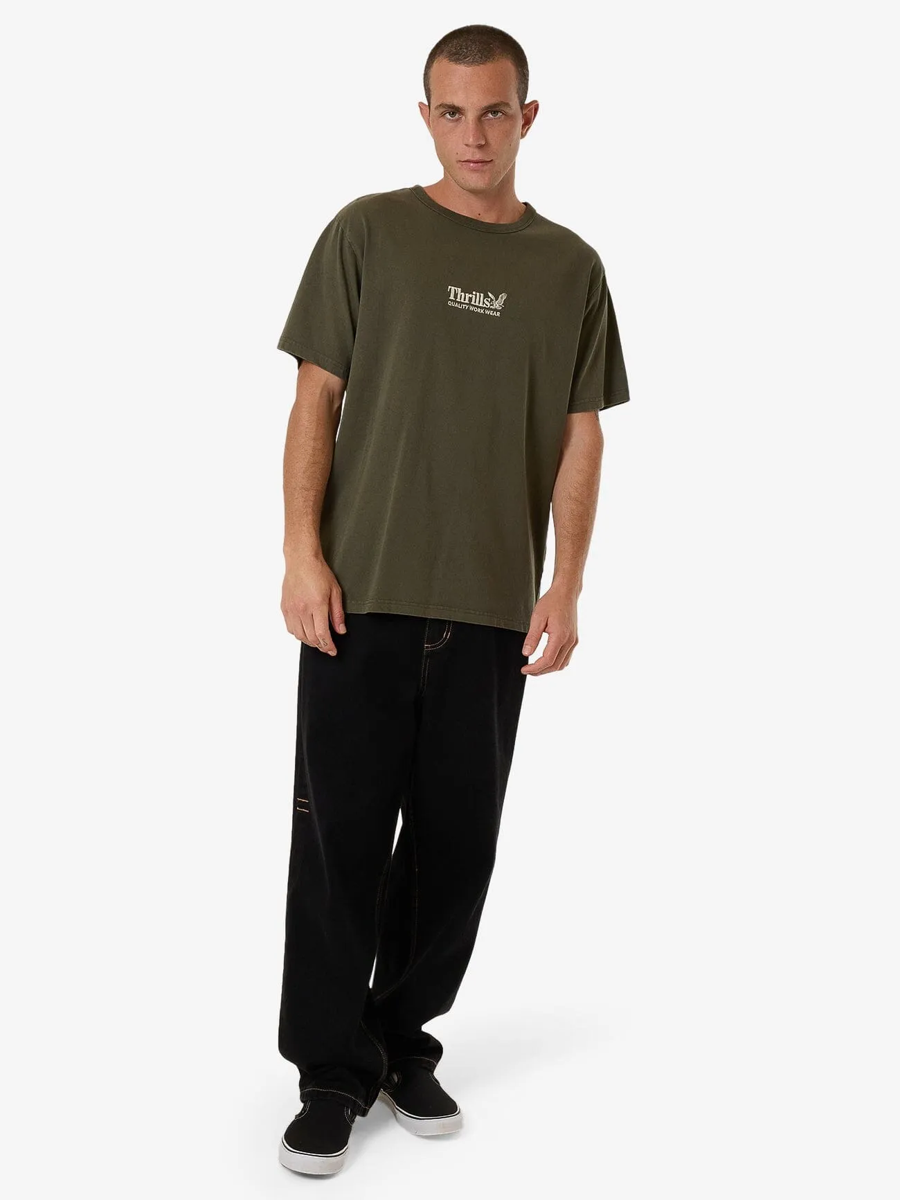 Thrills Workwear Embro Merch Fit Tee - Grape Leaf